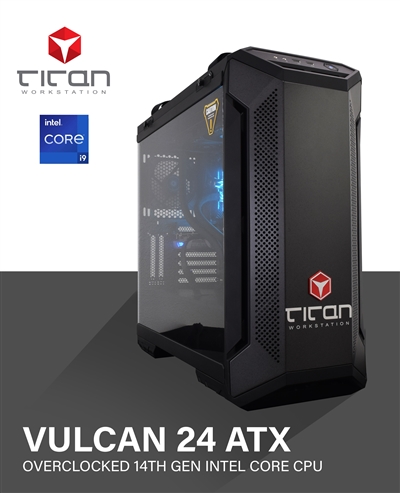 Titan Vulcan 24 ATX - Overclocked 14th Gen Intel Core Processors ATX Workstation PC for CAD/CAM up to 24 CPU Cores