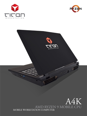 Titan A4K - AMD Ryzen 9 Mobile Workstation Laptop - Up to 12 Cores