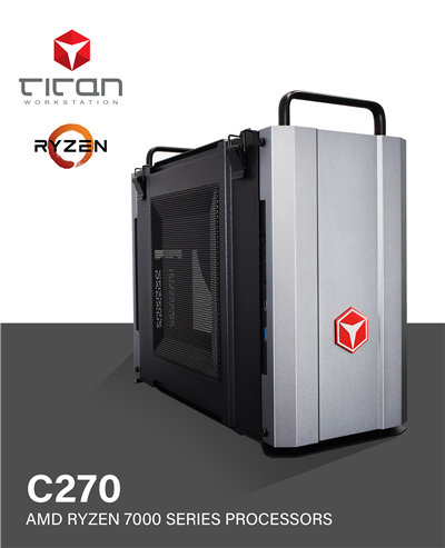Titan C270 - AMD Ryzen 7000 Series Processors Compact Workstation PC for CAD/CAM - up to 16 cores