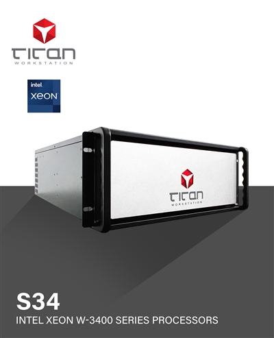 Titan S34 - Intel Xeon W-3400 Series 4U Rackmount Workstation PC for 3D Animation, AI, Deep Learning up to 56 CPU Cores