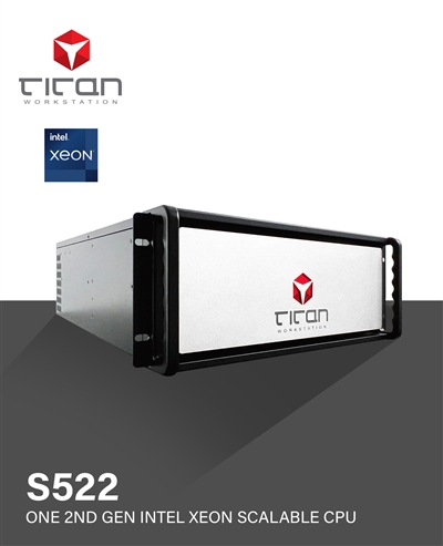Titan S522 - Single 2nd Gen Intel Xeon Scalable Processors Rackmount Server PC for Heavy Calculations up to 28 CPU Cores