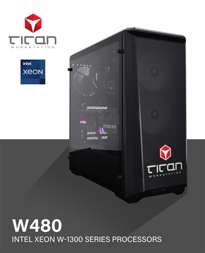 Titan W480 - Intel Xeon W-1300 Series Processors Workstation PC for CAD 3D Design up to 8 CPU Cores
