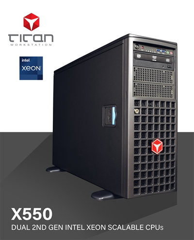 Titan X550 - Dual CPUs Intel Xeon Scalable Quad Quadro / Tesla GPU Computing Server up to 56 Cores