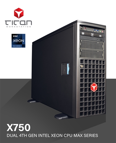 Titan X750 - Dual 4th Gen Intel Xeon CPU Max Series Processors + Quad GPU - High Computing Server up to 112 Cores