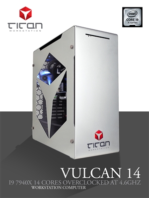 Titan VULCAN 14 - Overclocked to 4.6GHz Intel Core i9-9940X 14 Cores - Video Editing Workstation Computer